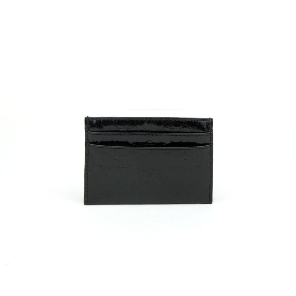 Coach Signature Black Patent Leather Card Case
